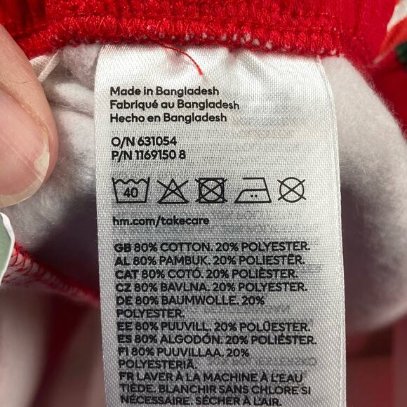 H&M Sweatpants Boys Size 8 Red Dinosaur Christmas Joggers Elastic Graphic NWT - Picture 6 of 7